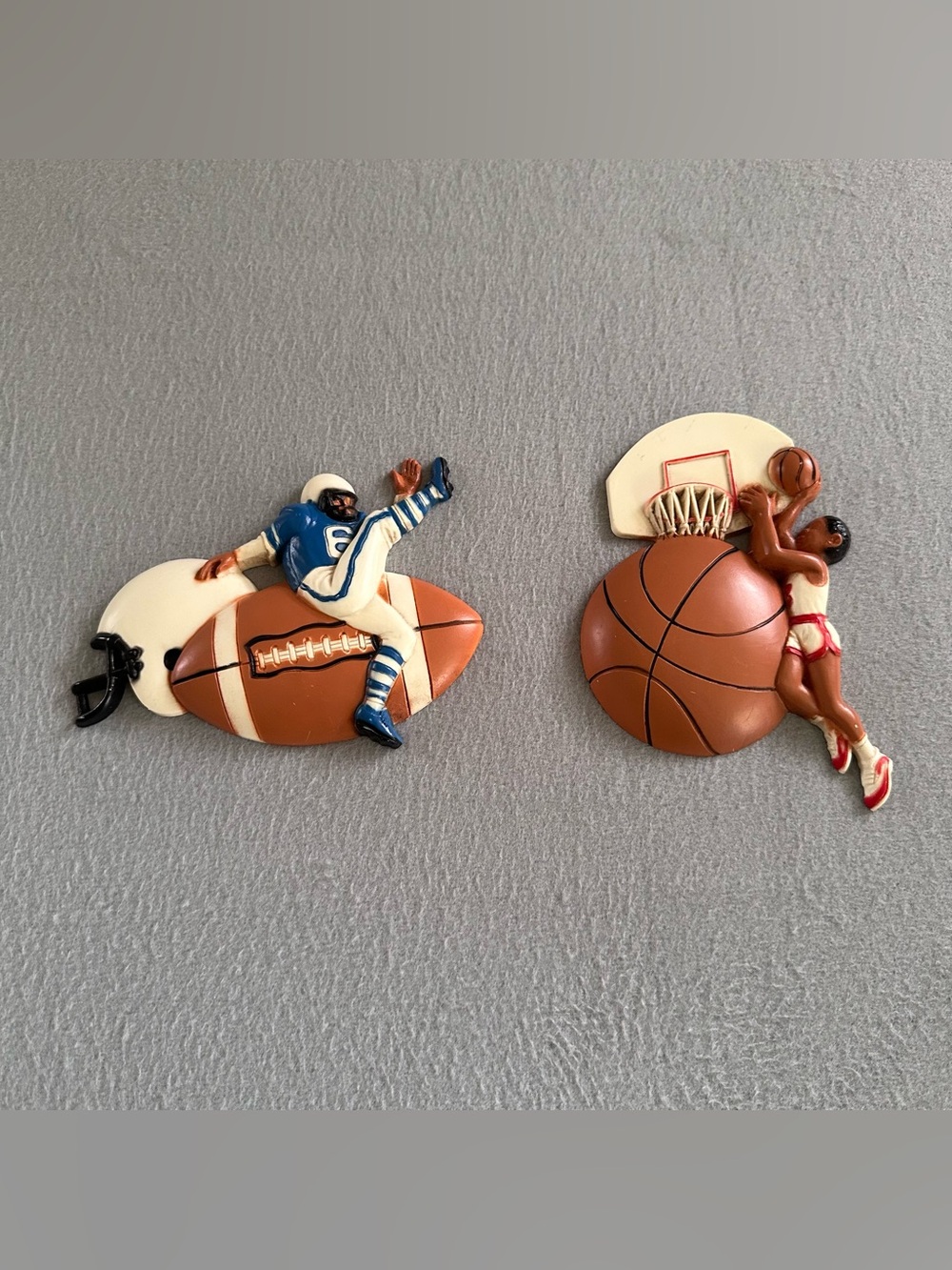 Burwood Products Sports Plastic Wall Plaques Football Basketball MCM Vintage
